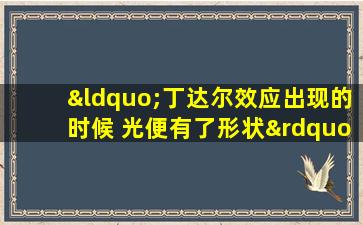 “丁达尔效应出现的时候 光便有了形状”